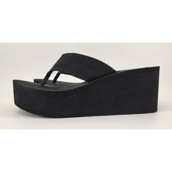 No Boundaries Womens Size 7 Chunky Y2K Inspired Platform Flip Flop Sandals Black - Picture 7 of 11